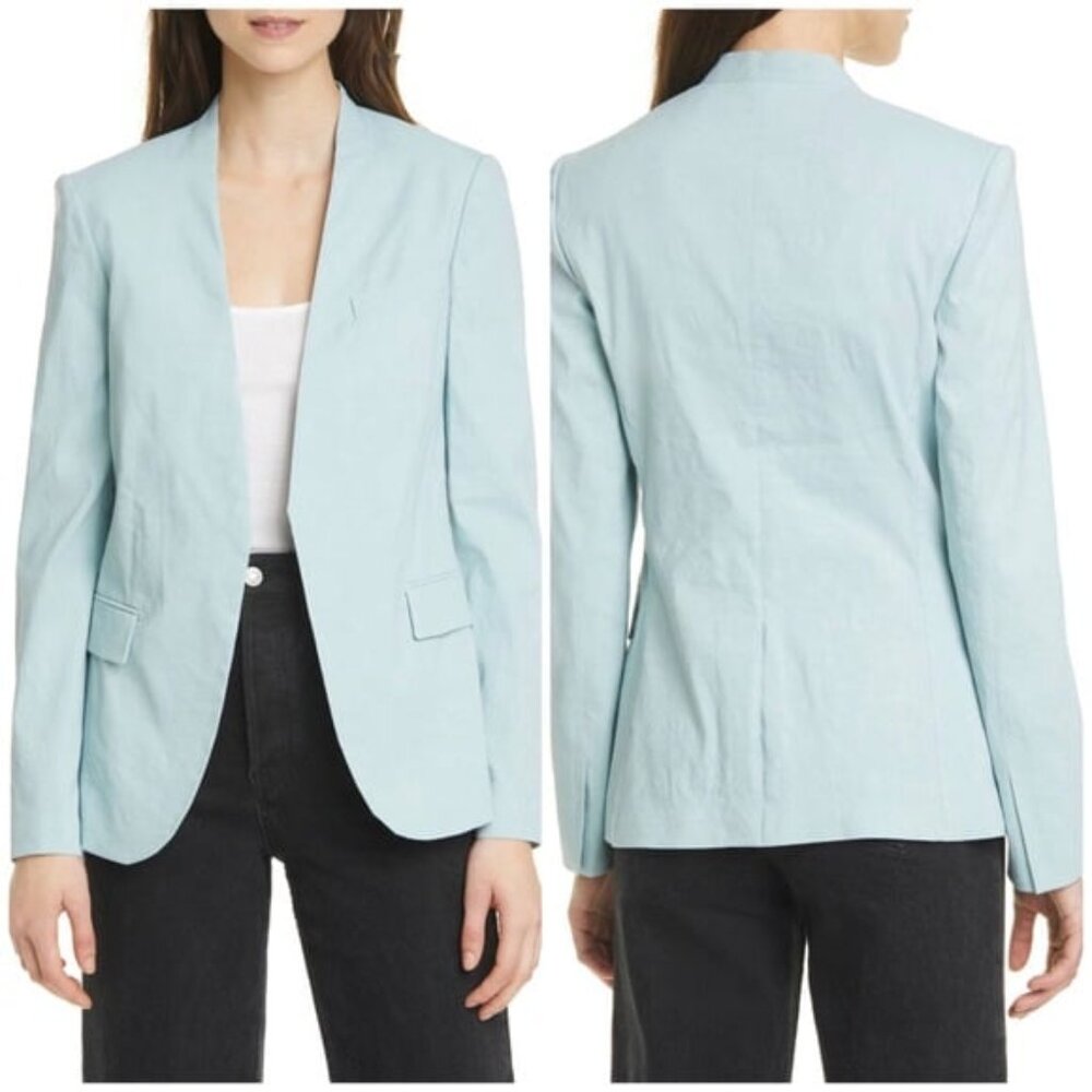 THEORY staple linen blend open front blazer (sz4)